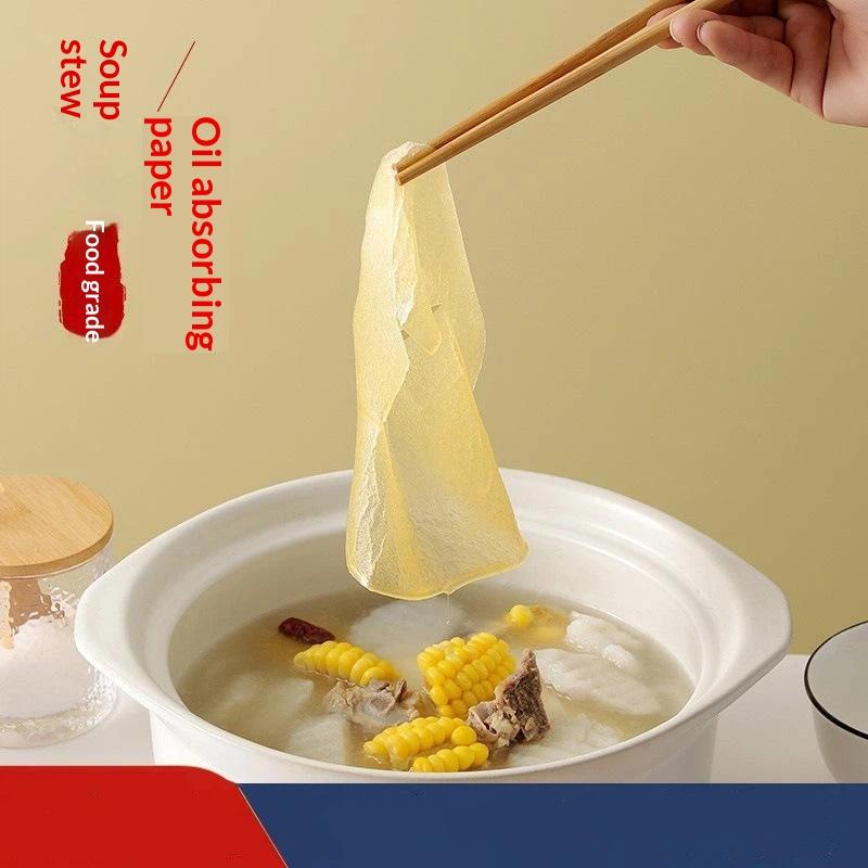 Healthy Diet Oil Absorbing Sheets Disposable Food Safe Oil Filter Papers 30/50/100Pcs for Kitchen Soup Stew Cooking