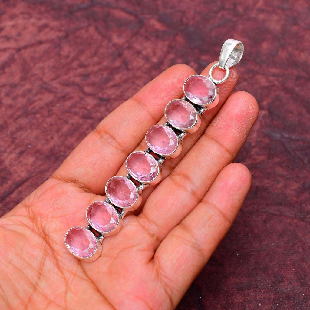 Awesome Pink Kunzite Gemstone Pendant: 925 Sterling Silver Handmade Pendant Necklace Jewelry