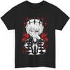 Tokio Anime Ghoul T-Shirt, Ken Kaneki Shirt Kühner maskierter Charakter Markante monochrome Dark-Fantasy-Ästhetik Unisex-T-Shirt