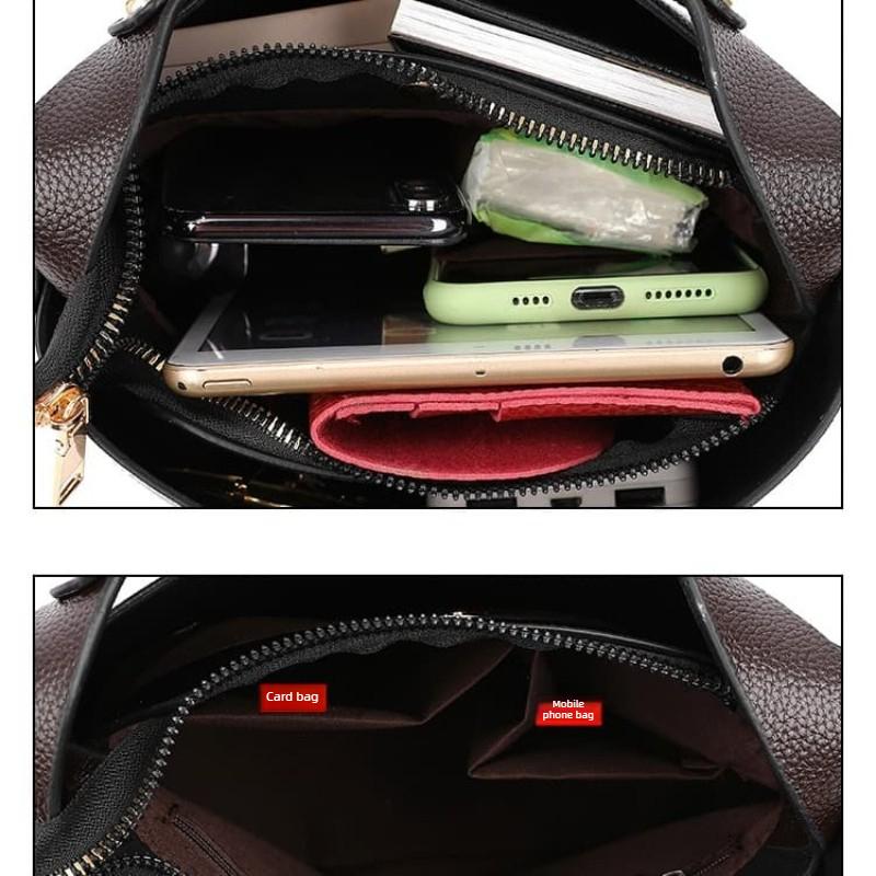 Contrast color square buckle bucket bag women's shoulder messenger bag