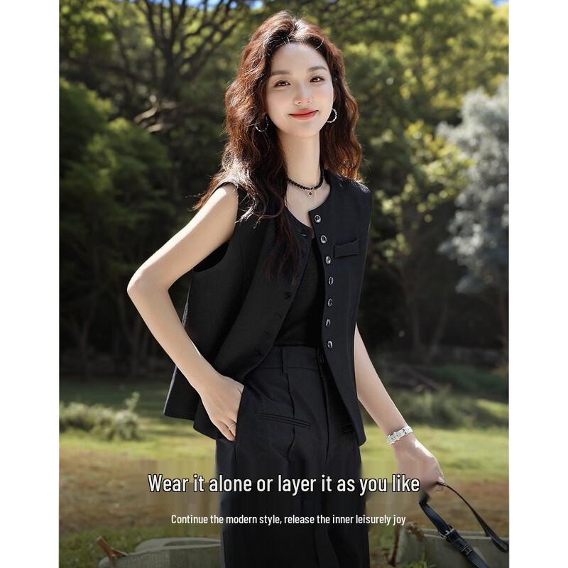 Demana Elegant City Women s Sleeveless Single-Breasted Vest L