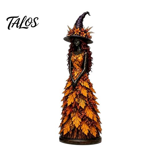 Halloween Party Table Decorations Autumn Witch Figurine, Desktop Decoration, Seasonal Resin Statue with Indoor Fall Home Accessories Leaf Gown