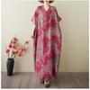 Women's Vintage Long Dress with Cotton and Linen Patterns