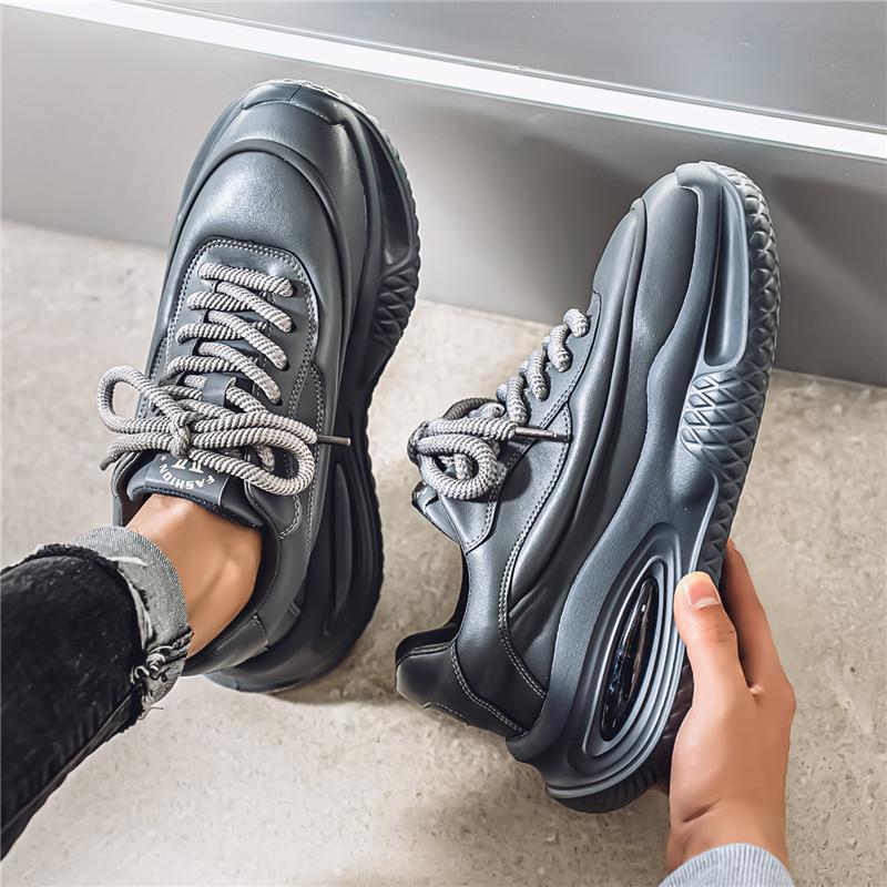 

Men s shoes 2025 spring and autumn new men s trend versatile thick-soled wear-resistant teenagers niche design dad shoes 44 сірий колір