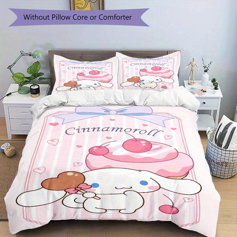 3pcs Sanrio Cherry Cake Cinnamoroll Bedding Set, Including 1 Quilt Cover and 2 Pillow Shams,Soft and Comfortable Home Bedroom.S066