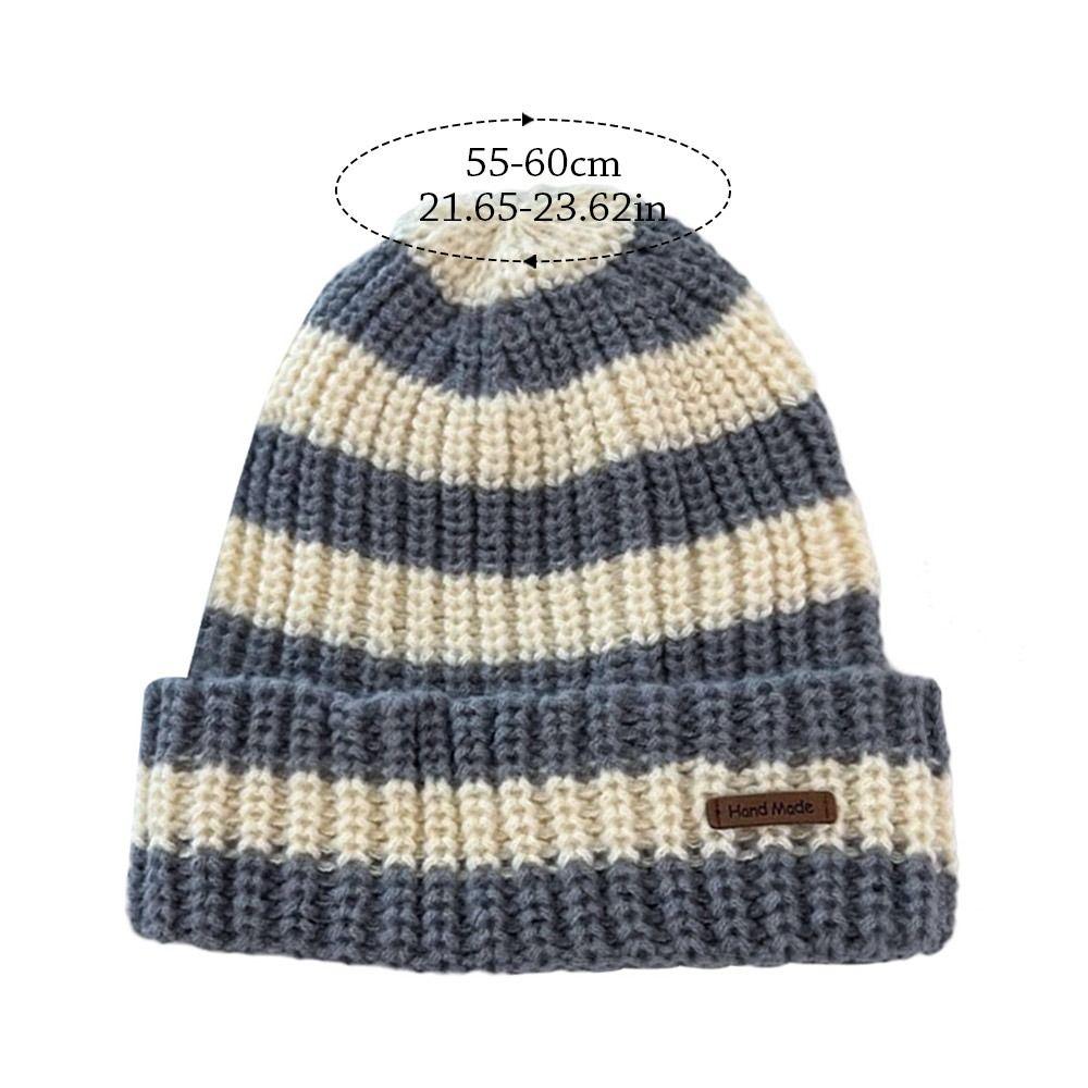 Stripe Winter Hats Thickened Knitted Hat Casual Beanie Caps  for Men Women