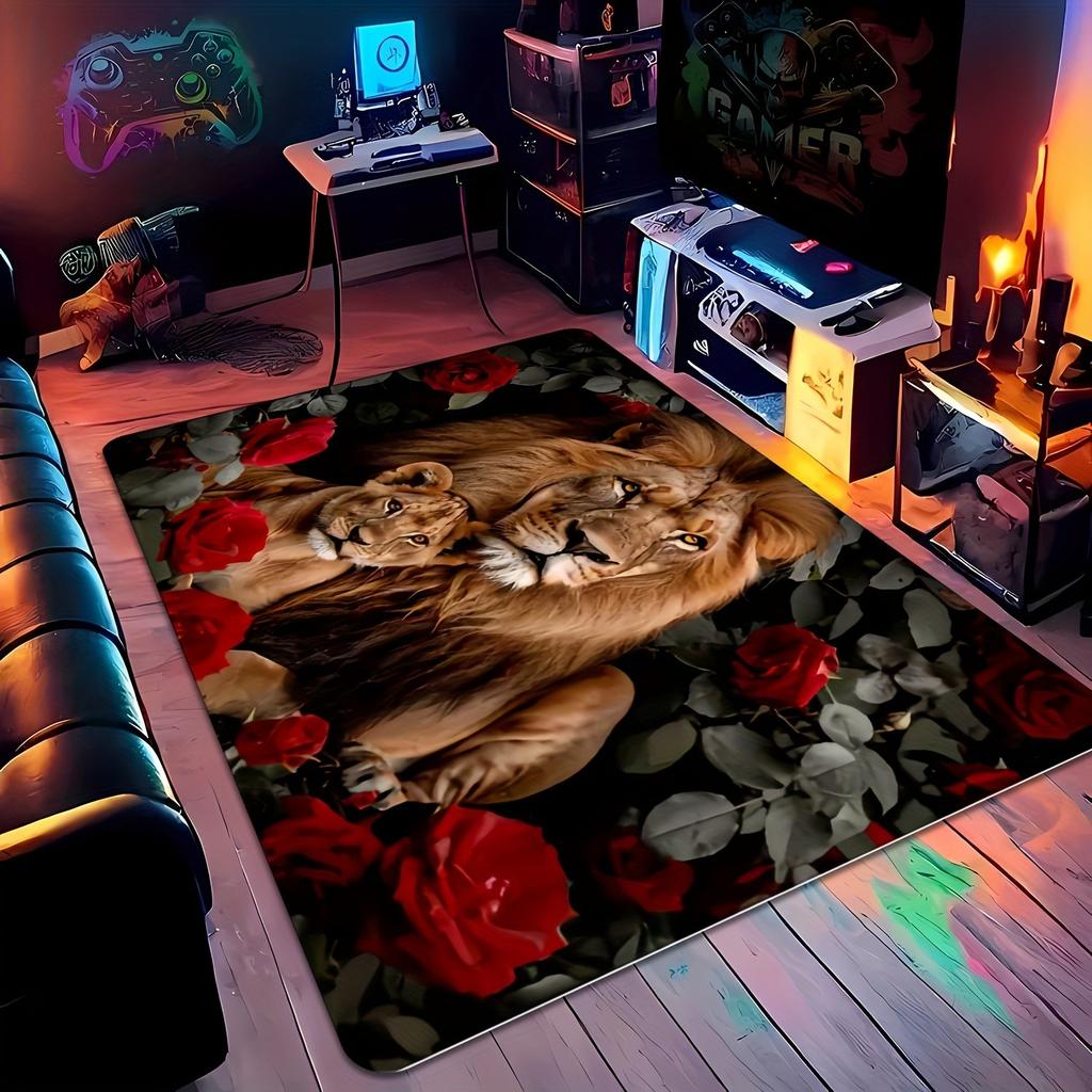 1 Stück Löwenmuster Küchenteppiche Rutschfest Heimtürmatten Pop-Design Badezimmerteppiche Badematte Teppich für Heimspüle Wäsche Dekor