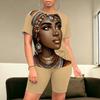 1116 New European and American Style 1D Printed Short-sleeved Shorts Set Women's Summer Casual Fashion Two-piece Set Trendy