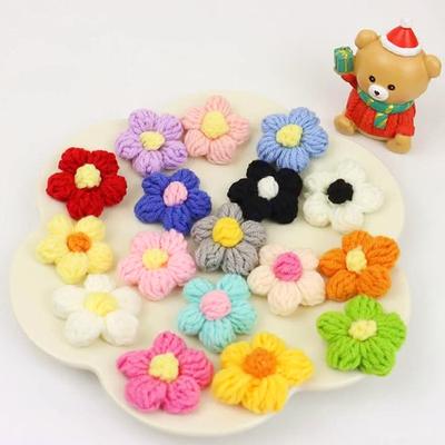 Handmade Accessories Knitted Flowers Floral Petals  Children Hair Clip  Manual Clothing Accessory