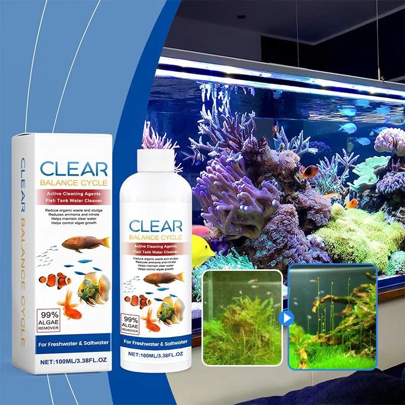 Limpiador Potente para Agua de Acuario 100ml Agente Clarificador de Agua de Acuario Para Limpiar Manchas/Lodos /Controlar el Crecimiento de Algas