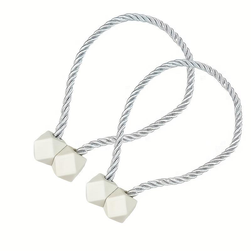 

2pcs Magnetic Curtain Clips with Heavy-Duty Polyester Rope & No-Drill Design, Strong Magnetic Hold, for Modern Home Decor, Window Decor 2pcs