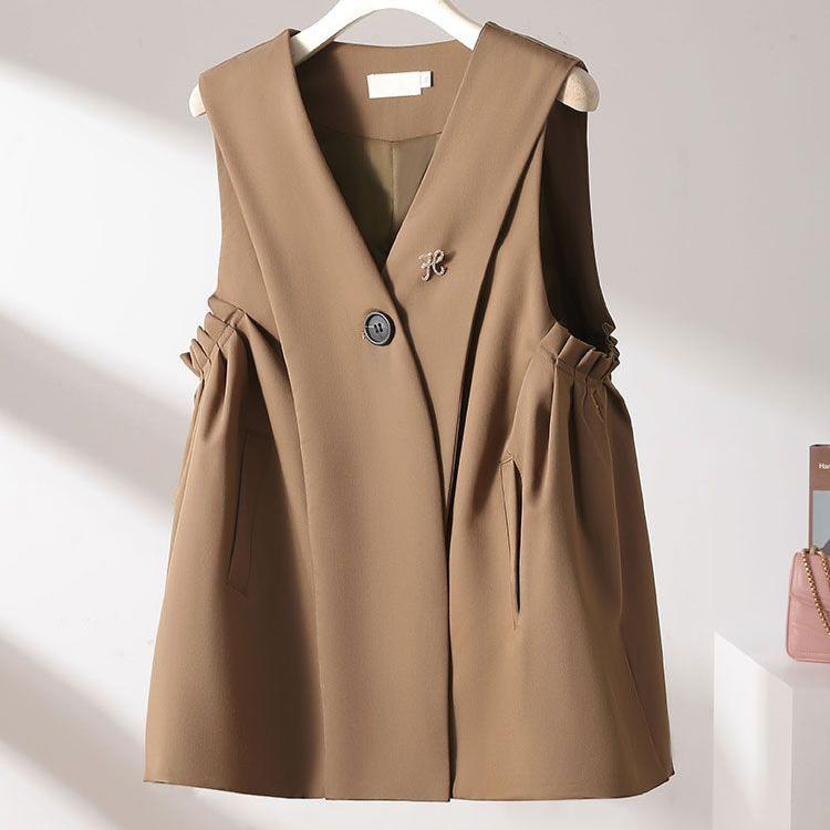 

Модний жіночий повсякденний жилет на весну та осінь з жилеткою в англійському стилі XL хакі