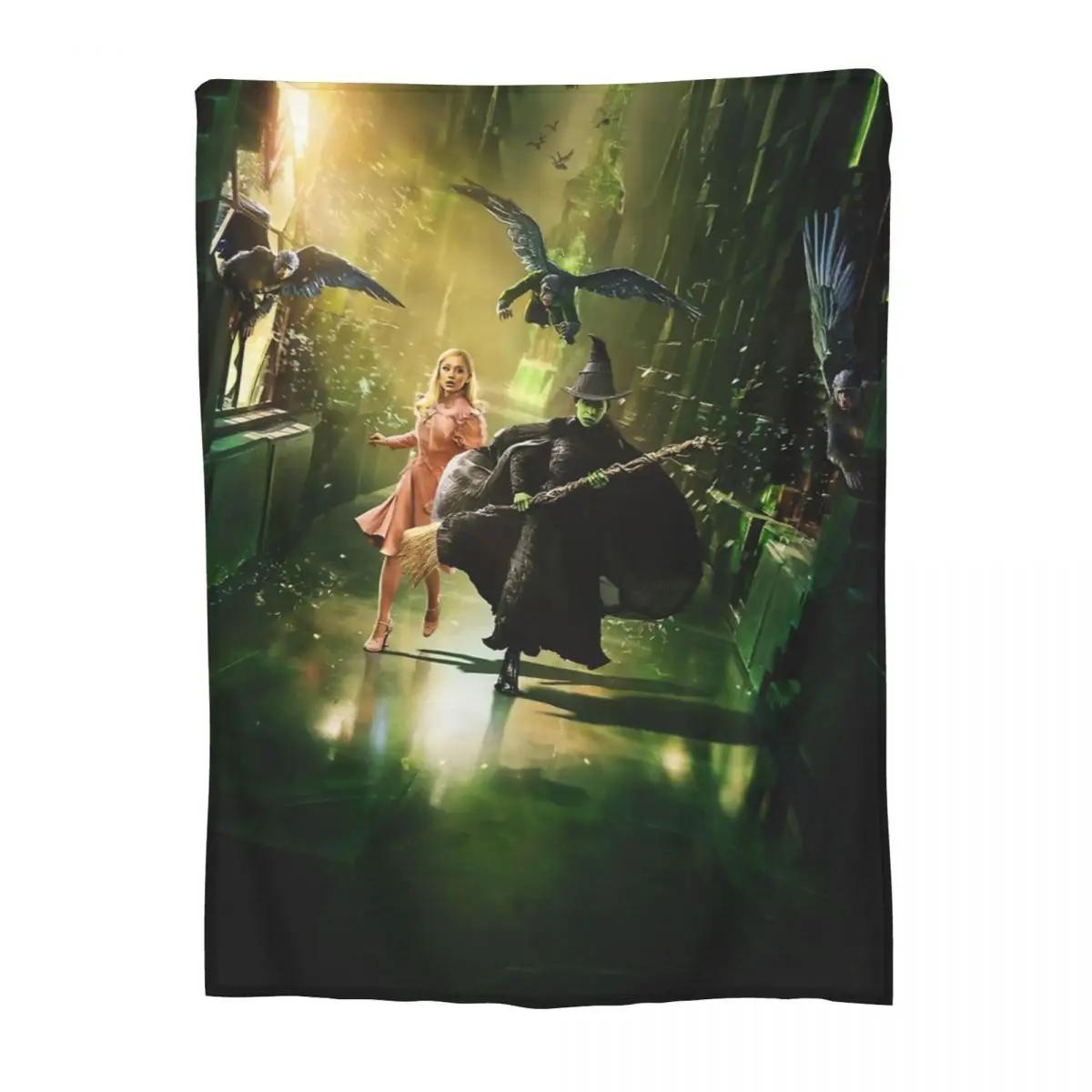 

Wicked Musical Movie 2024 Blankets Fleece Print Relax Soft Throw Blankets for Bedding Bedroom Plush Thin Quilt 100x80cm