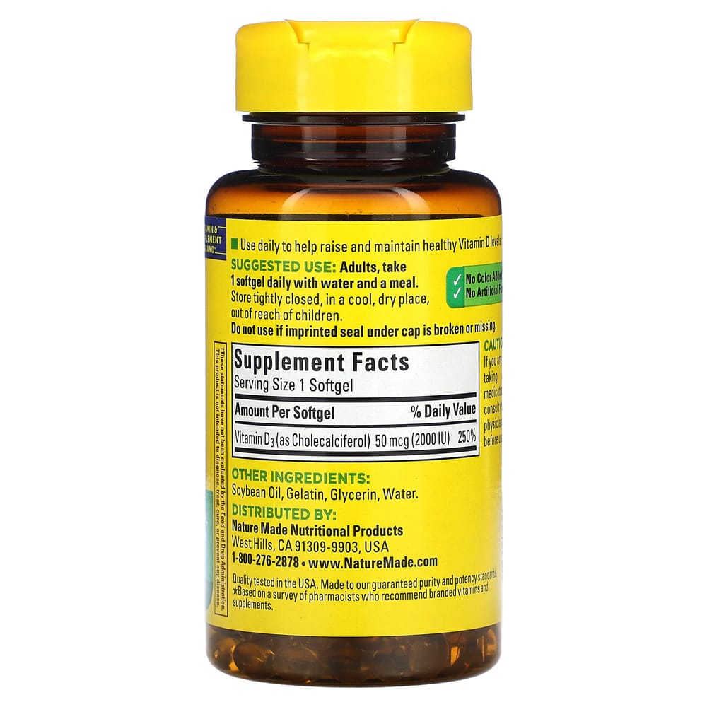 Nature Made Vitamin D3 2000IU (50mcg) Softgels 90 Count
