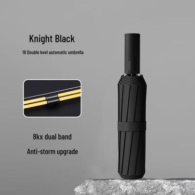8K Dual-Rib Automatic Umbrella - Sunshade and Rainproof with Black Glue, Compact Summer Design, 16 Ribs.