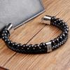 Anchor Black Leather Rope Cowhide Men's Natural Stone Leather Woven Bracelet Handmade Multilayer Leather Bracelet 2026