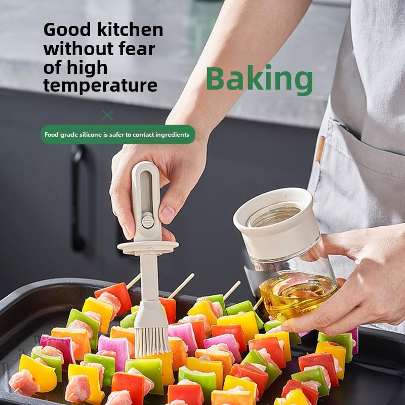 2-in-1 Silicone Basting Brush with Oil Bottle Kitchen Food Grade BBQ Pastry Brush Heat Resistant Cooking Tools
