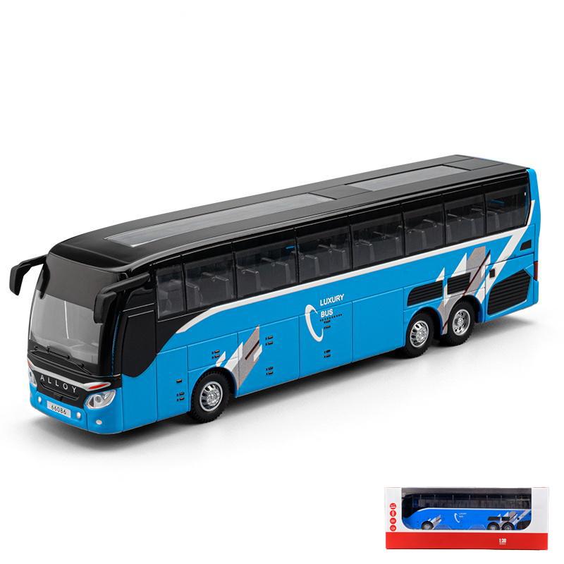 

1:30 Business Long Distance Single Decker Bus Alloy Die & Cast Model Car Chrismas Gift Children Toy For Kids Sound & Light Boys