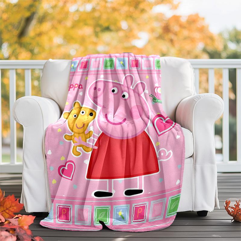 1pc Peppa Pig2 Theme Blanket - Digital Print, Polyester, Cozy for All Seasons, Perfect for Outdoor, Camping, and Travel