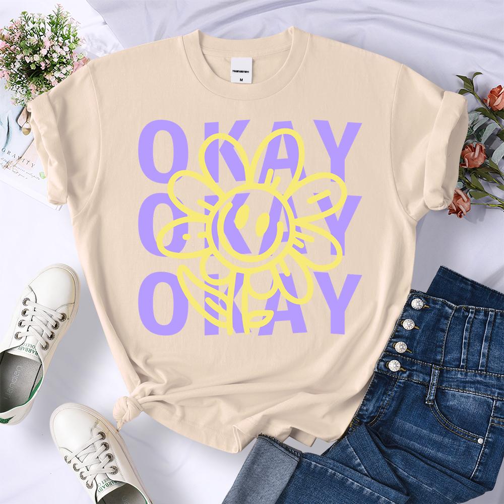 Okay Happy Expression Design Summer 3D Printing T-Shirt Womens Sport Breathable Short Sleeve Casual O-Neck Streetwear Summer Hip Hop Tee Tops