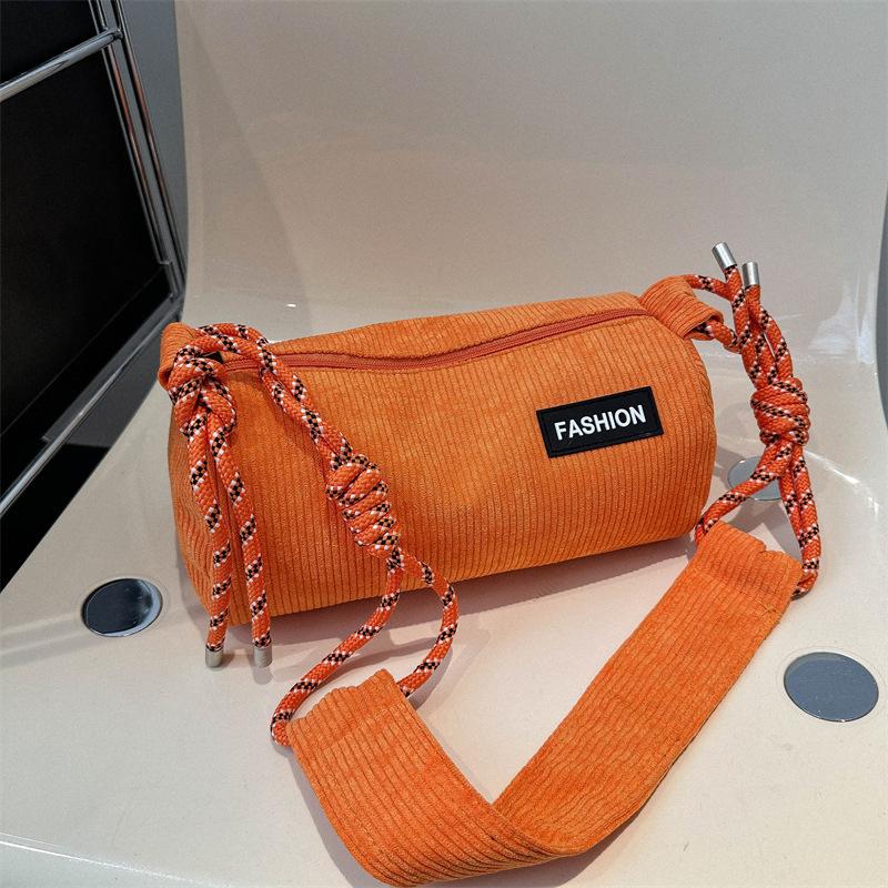 Popular bag new summer fashion corduroy messenger bag women's texture niche shoulder cylinder bag