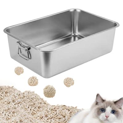 Litter Box, High Sided Tray, Easy To Clean with Handles, Non-Stick Cat Toilet,
