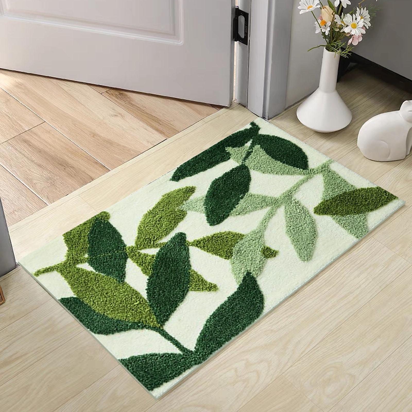 

Green Leaf Pattern Floor Mat Soft Absorbent Carpets Entrance Anti-Slip Door Mats Nordic Kitchen Bathroom Rugs Home Decor A светло-зеленый