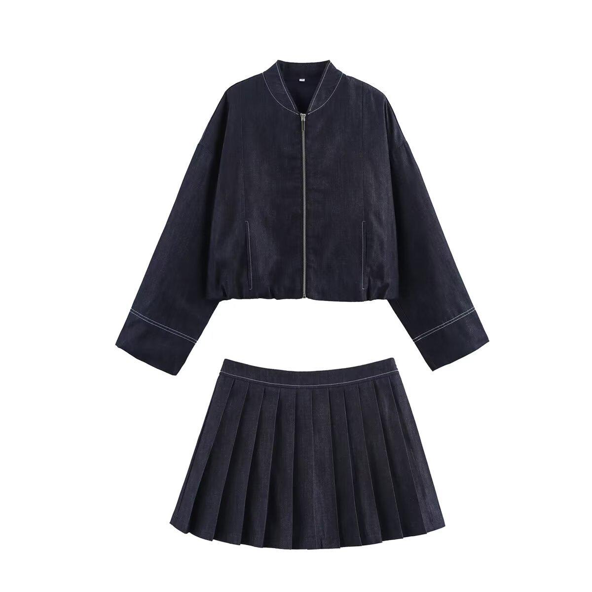 

2025 Summer Women s Balloon Silhouette Flight Jacket Skirt Design M