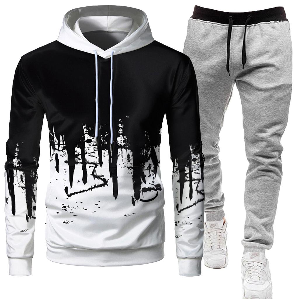 2023 Herren Sportliches Slim Fit Graffiti-Print Kapuzenset