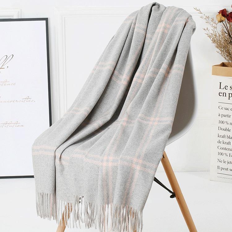 Warm Wool Scarf for Women Winter Plaid Design Soft Wear Open Scarves Female High Quality