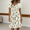 Vestido Casual de Verano para Mujer Vintage con Estampado Floral, Cuello Redondo, Manga Corta, Botones al Frente, Bolsillos, Corte Holgado, Longitud Media