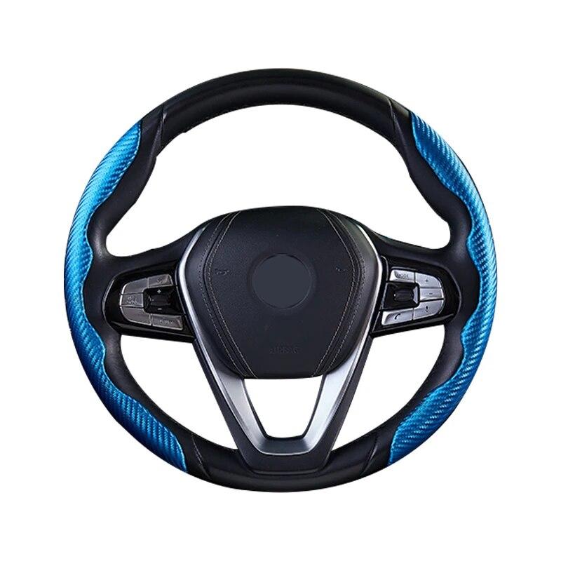 Carbon Fiber Look Universal Car Steering Wheel Booster Cover Non-Slip Interior Deocration Cover Accessories
