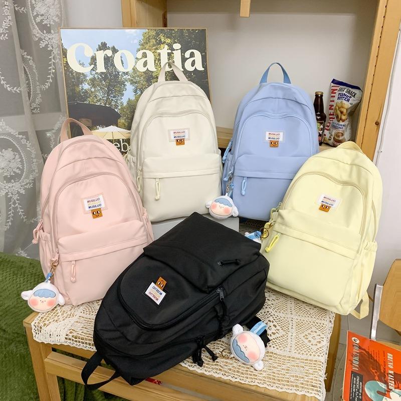 Large Capacity Backpack Cute Girl Solid Color College Student Junior High School Fashion New Backpack
