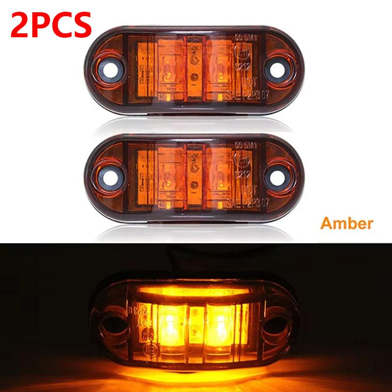 2/4Pcs Amber Warning Light 12v 24v Led Side Marker Lights for Trailer Trucks Car Strobe Lamp Clearance Signal Lamp Accessories
