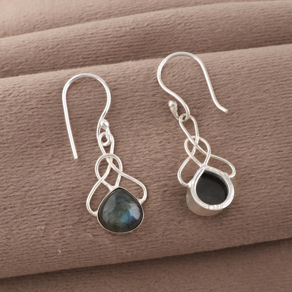 Labradorite Earrings, Handmade Gemstone 925 Sterling Silver Earrings Balancing Jewelry, For Gift Silver Earrings Gift For Women