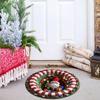 Imitation Cashmere Christmas Round Carpet 60*60cm Santa Claus Floor Mat Entrance Carpet  Home Decor