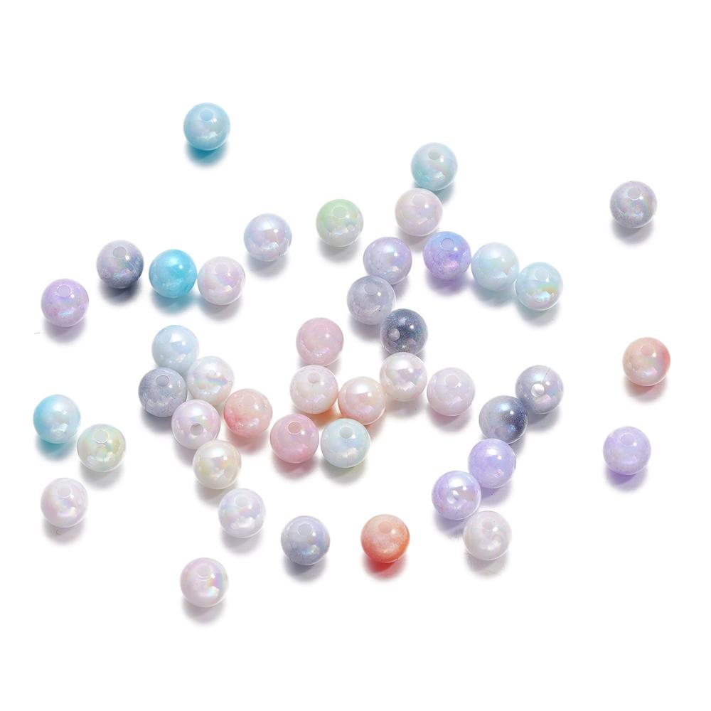 10g 4/6mm Acrylic Aurora Spacer Beads Gradient AB Color Imitation Pearl Round Bead for DIY Bracelet Jewelry Accessories