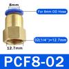 10PCS PCF Pneumatic Air Connector 4 6 8 10 12mm Hose Tube 1/8" 3/8" 1/2" 1/4" BSP Female Thread Brass Quick Pipe Joint Fitting PCV Valves 1