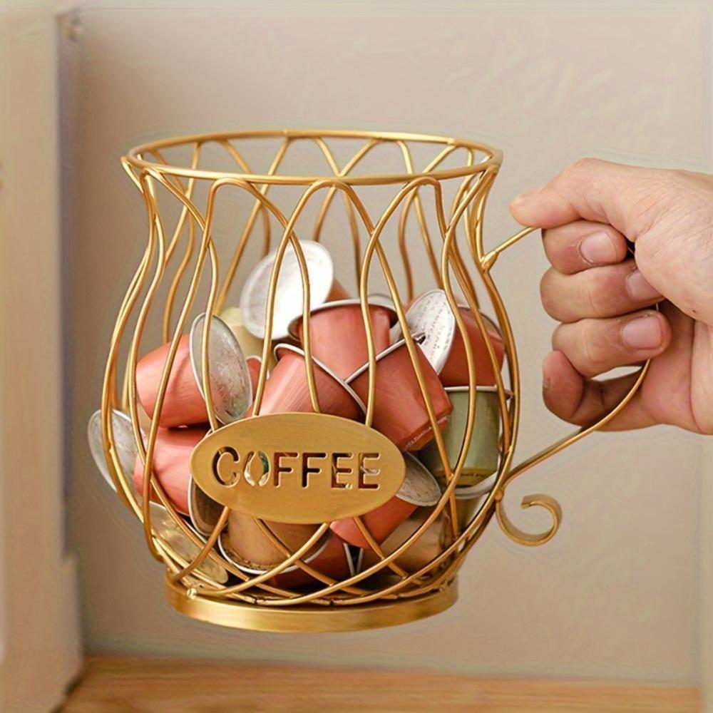 1PCS  Scandinavian-Inspired Metal Coffee Pod Holder - Elegant Kitchen & Dining Snack and Candy Storage Rack for Home or Cafe Display