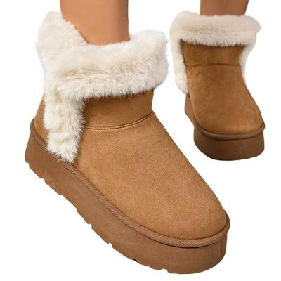 Fashion Thick Bottom Long Plush Snow Boots for Women 2024 Winter Chunky Platform Fur Ankle Boots Woman Non Slip Warm Cotton Padded Shoes
