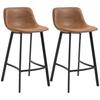 Bar Stools Set of 2, PU Leather Dining Stools with Backrest, Footrest, for Kitchen, Counter, Breakfast Bar, Brown