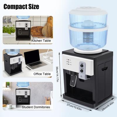 110V Electric Countertop Water Dispenser, Hot&Cold Water,Desktop Water Cooler,Stainless Steel Top-Loading Bottle Water Dispenser