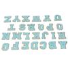 26 Pcs Iron On Letters A To Z Blue Letters Gold Glitter Border Clothing Sewing Embroidery Iron Patches Decorations