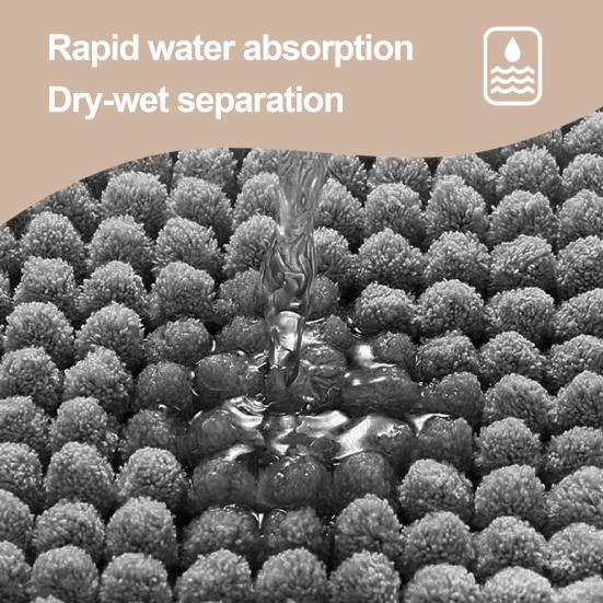 Chenille Bath Mat Soft Short Plush Water Absorbent Bathroom Rug Quick Dry