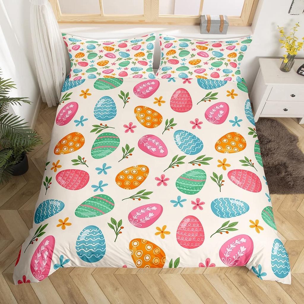 Easter Egs Soft Duvet Cover Easter Beding Set,Rabit Tail Warm Comforter Cover Lovely Carton Rabit Pet Animal Comfortable Quilt Cover Single Quen