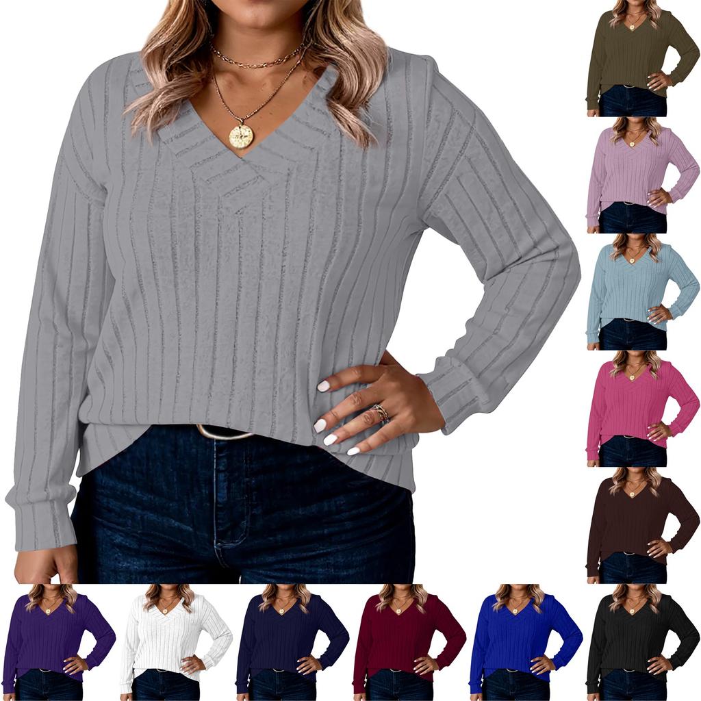 Women's Fashion Long Sleeve Ribbed Elegant Commuting And Casual Top