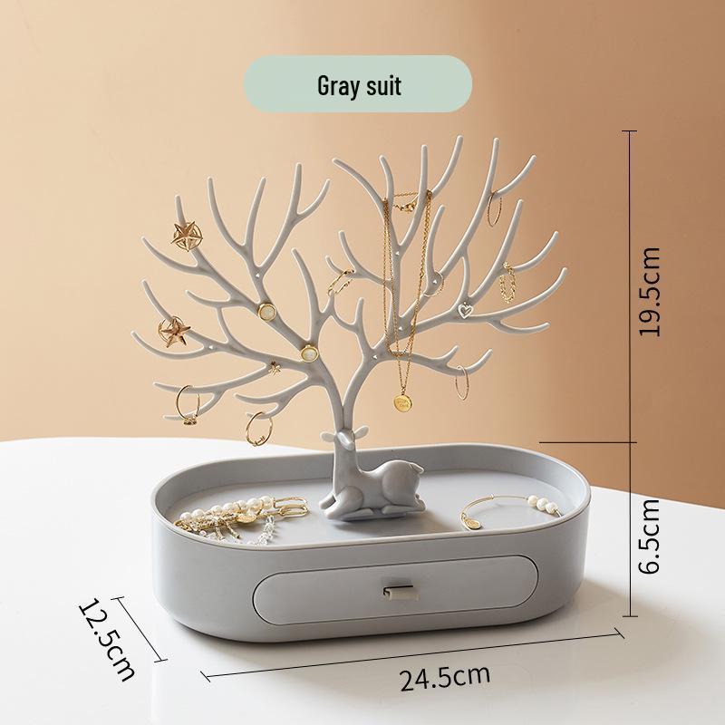 Antler Jewelry Stand: Deer-Shaped Rotating Earring and Necklace Organizer