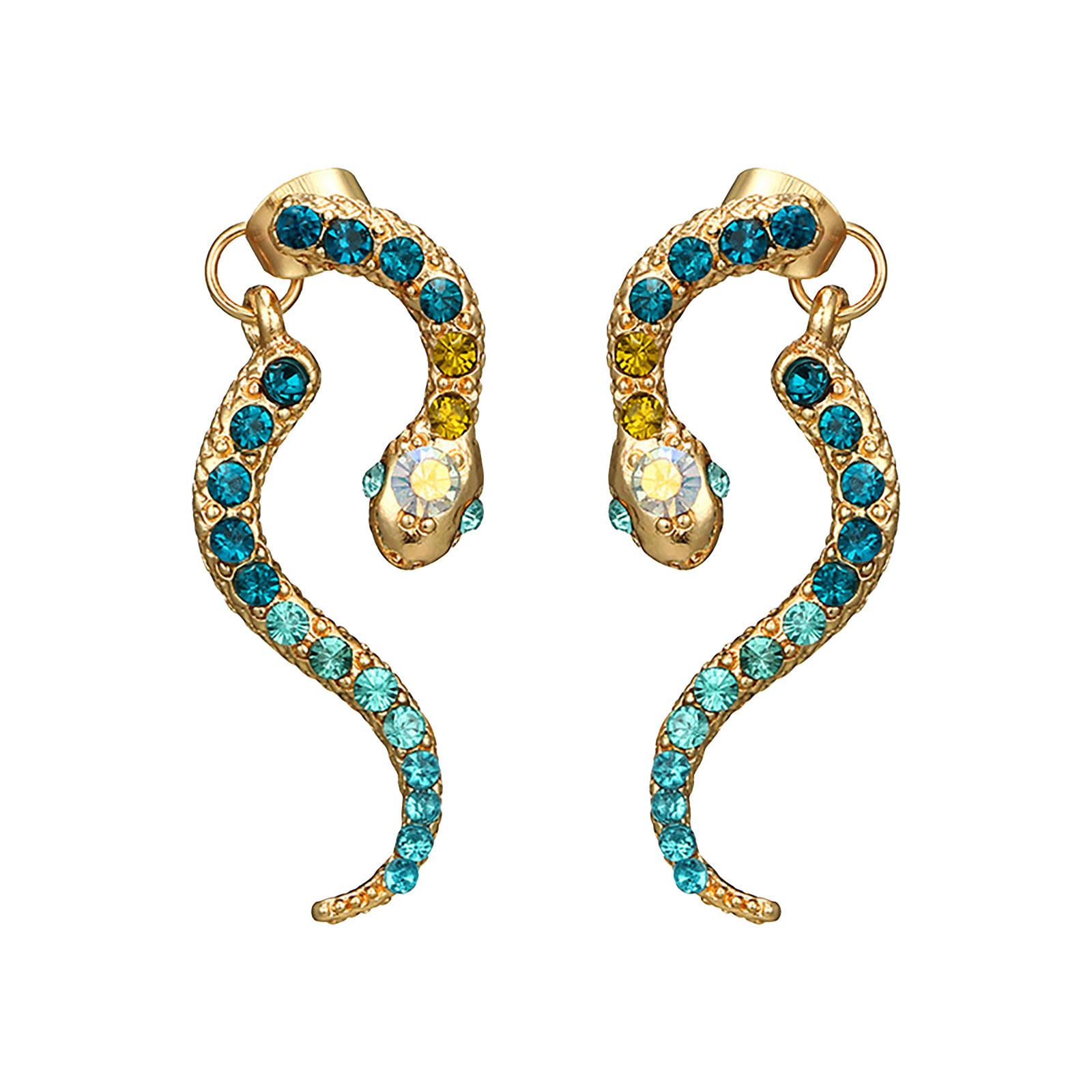 

Винтажные серьги-гвоздики в форме змеи с бриллиантами, серьги из сплава