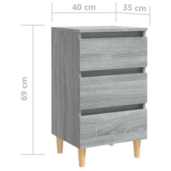 VidaXL Table de chevet avec pieds en bois Sonoma gris 40x35x69 cm 813136