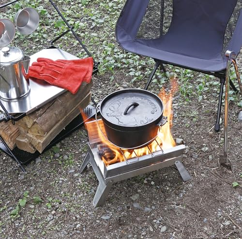 Captain Stag UG-110 Stainless Steel Barbecue Stove, Fireplace, A4-Size, Easy Assembly, with Tripod and Storage Bag